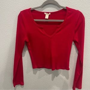 Red long sleeve crop Top